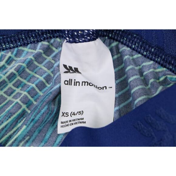 All In Motion Kids Compression Leggings Blue Green Pattern XS 4/5 Athletic Pants - Picture 2 of 8